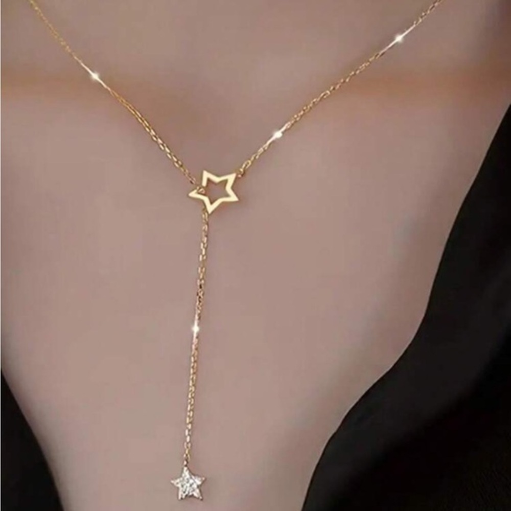 Gold Star Lariat Necklace